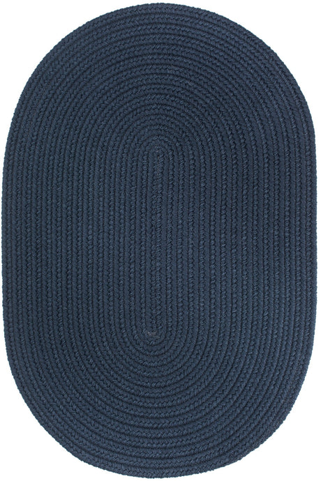Rhody Rug Solid Poly S012 Navy Braided Rug - Oval