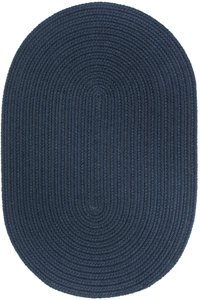 Rhody Rug Solid Poly S012 Navy Braided Rug - Oval
