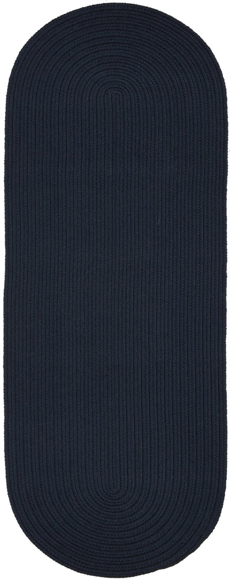 Rhody Rug Solid Poly S012 Navy Braided Rug - Runner