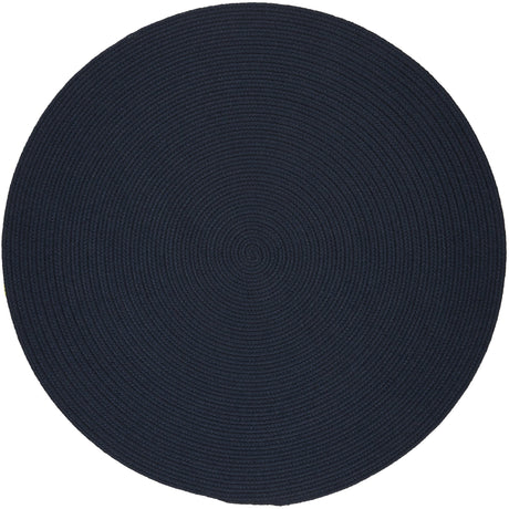 Rhody Rug Solid Poly S012 Navy Braided Rug - Round