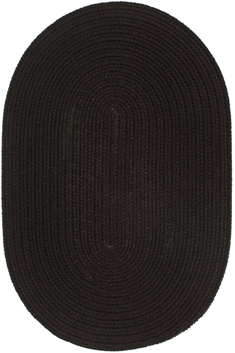 Rhody Rug Solid Poly S016 Black Braided Rug - Oval