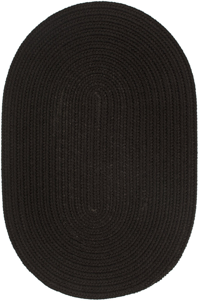 Rhody Rug Solid Poly S016 Black Braided Rug - Oval