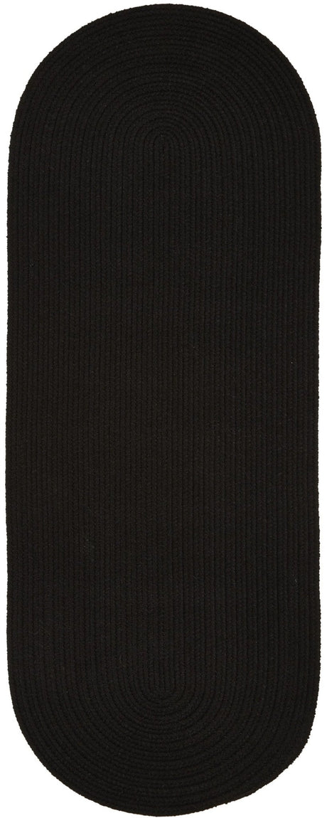 Rhody Rug Solid Poly S016 Black Braided Rug - Runner