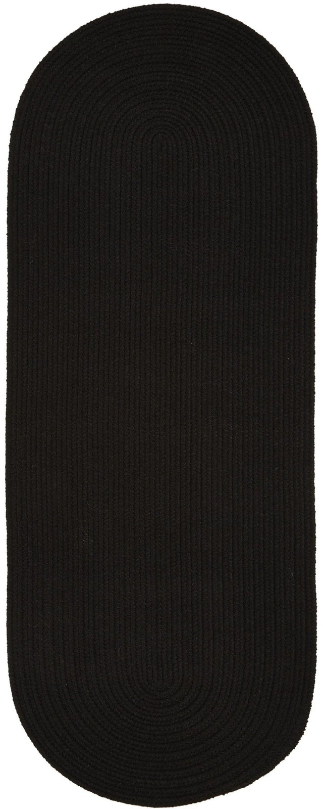 Rhody Rug Solid Poly S016 Black Braided Rug - Runner