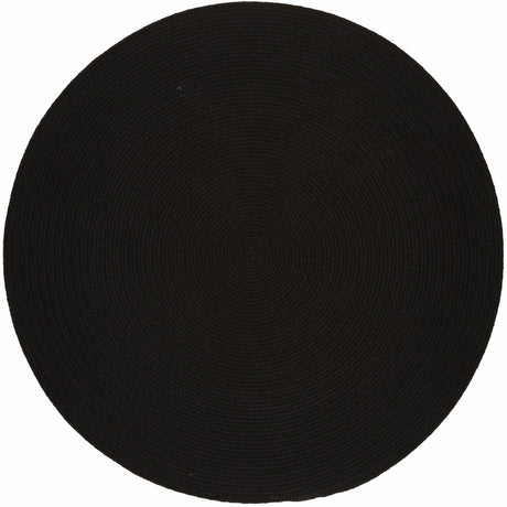 Rhody Rug Solid Poly S016 Black Braided Rug - Round