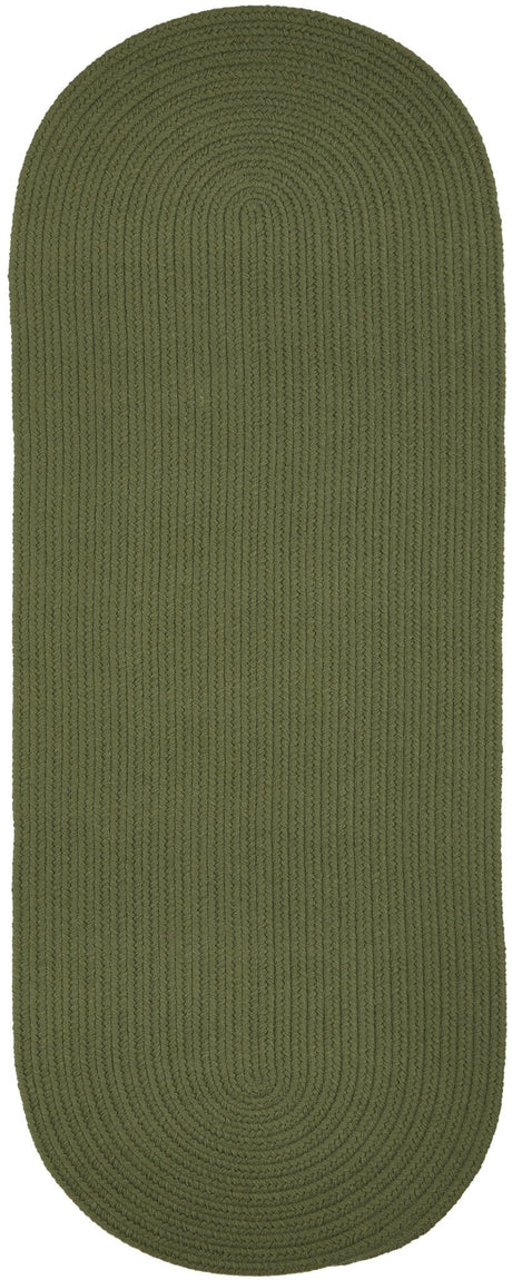 Rhody Rug Solid Poly S017 Olive Braided Rug - Runner