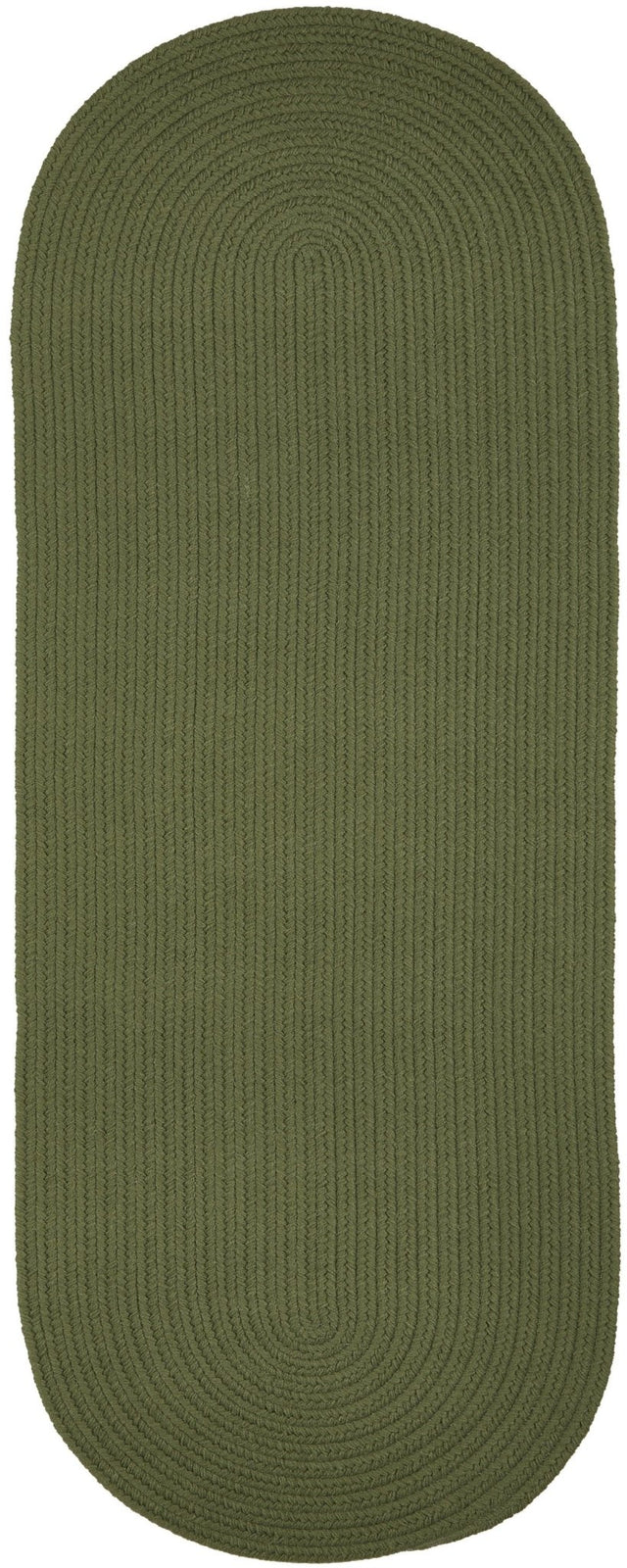 Rhody Rug Solid Poly S017 Olive Braided Rug - Runner