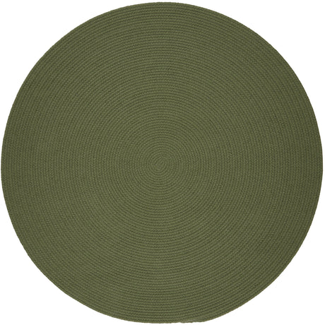 Rhody Rug Solid Poly S017 Olive Braided Rug - Round