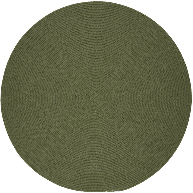 Rhody Rug Solid Poly S017 Olive Braided Rug - Round