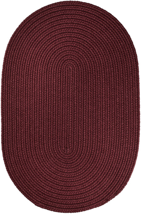 Rhody Rug Solid Poly S022 Burgundy Braided Rug - Oval