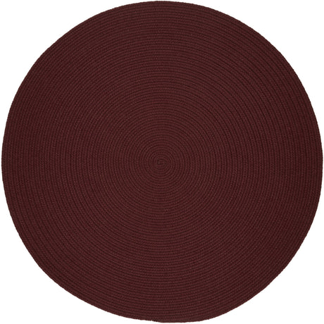 Rhody Rug Solid Poly S022 Burgundy Braided Rug - Round