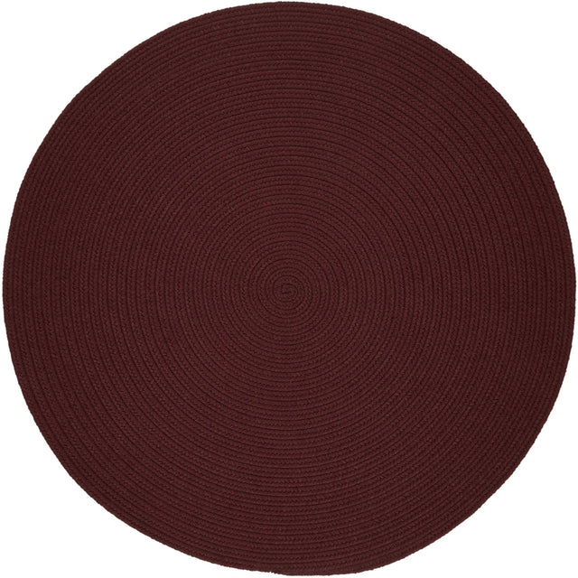 Rhody Rug Solid Poly S022 Burgundy Braided Rug - Round