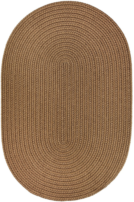 Rhody Rug Solid Poly S025 Lt. Brown Braided Rug - Oval