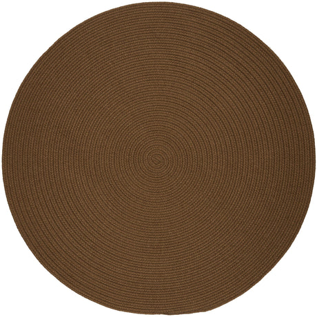 Rhody Rug Solid Poly S025 Lt. Brown Braided Rug - Round