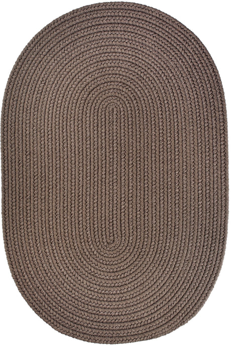 Rhody Rug Solid Poly S026 Dark Taupe Braided Rug - Oval