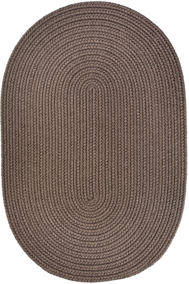 Rhody Rug Solid Poly S026 Dark Taupe Braided Rug - Oval