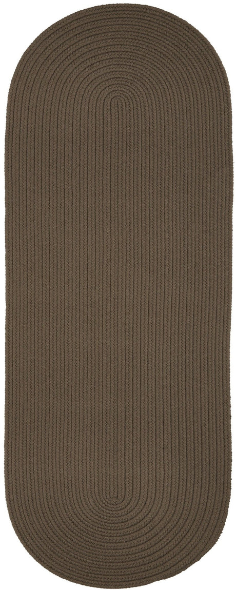 Rhody Rug Solid Poly S026 Dark Taupe Braided Rug - Runner