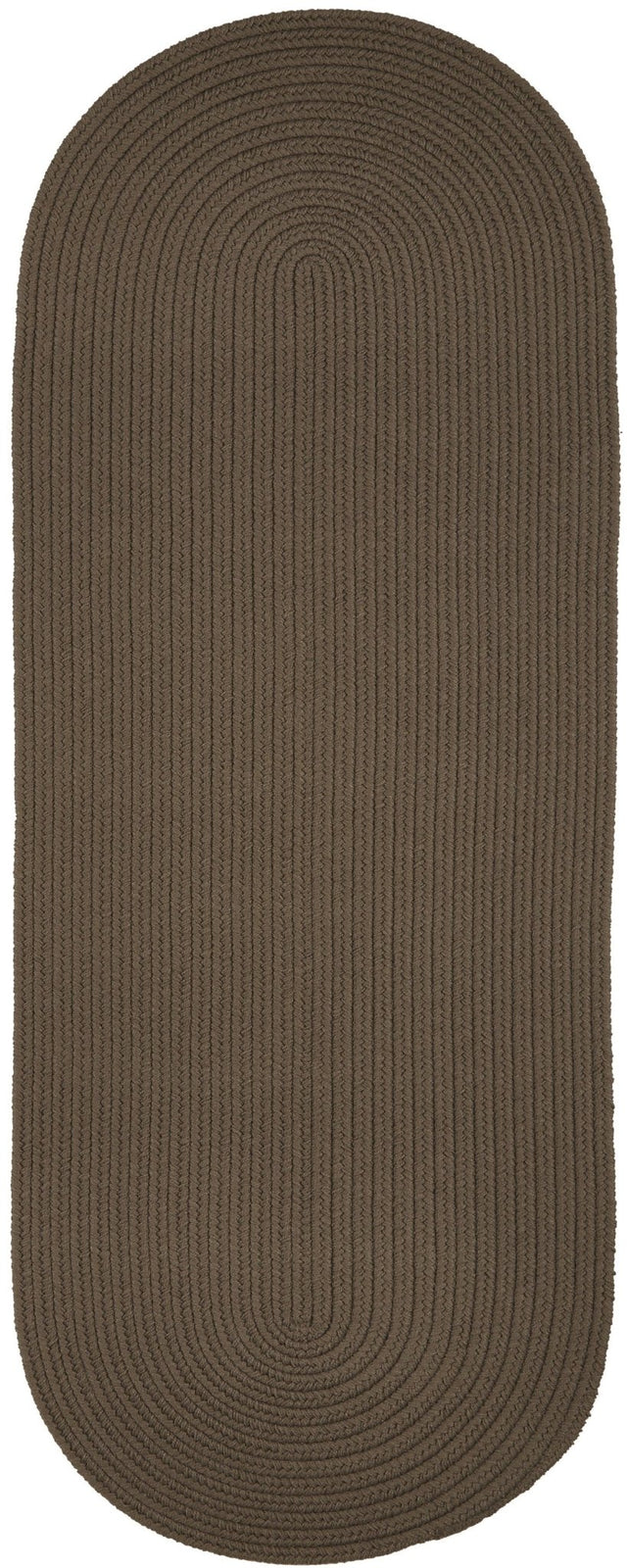 Rhody Rug Solid Poly S026 Dark Taupe Braided Rug - Runner