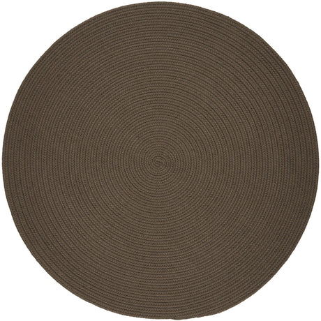 Rhody Rug Solid Poly S026 Dark Taupe Braided Rug - Round