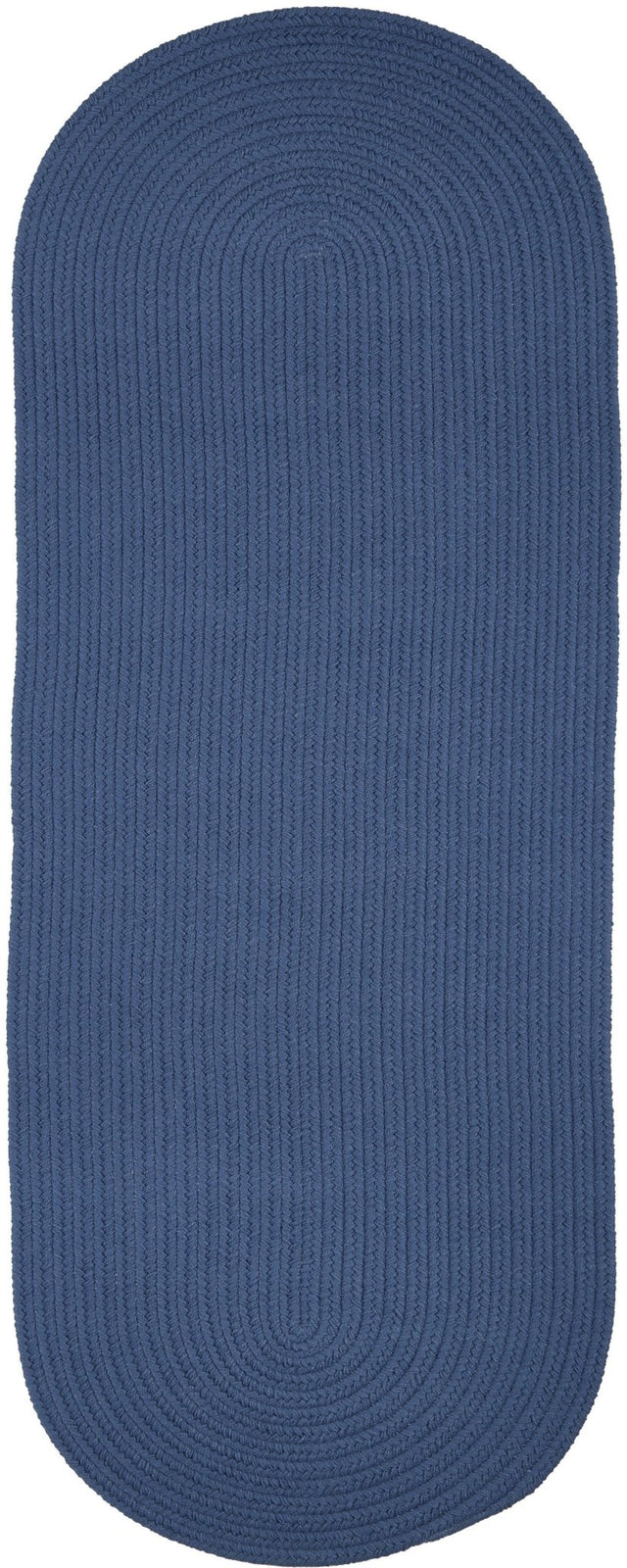 Rhody Rug Solid Poly S028 Marina Blue Braided Rug - Runner