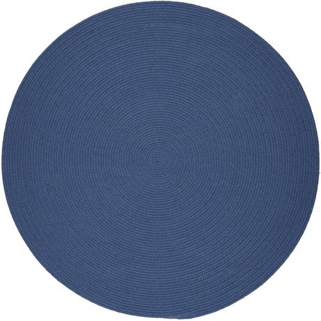 Rhody Rug Solid Poly S028 Marina Blue Braided Rug - Round