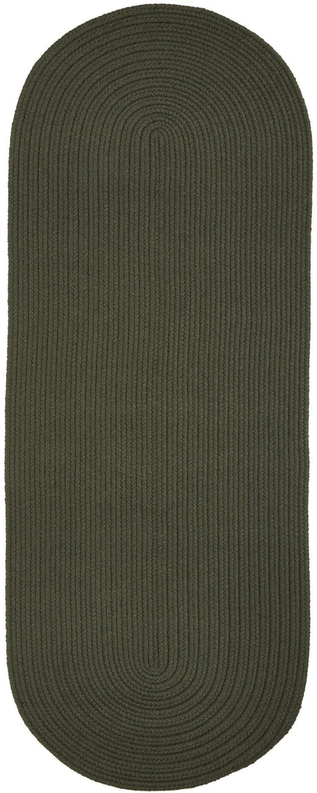 Rhody Rug Solid Poly S029 Dark Sage Braided Rug - Runner