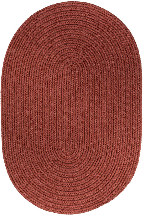 Rhody Rug Solid Poly S033 Terra Cotta Braided Rug - Oval