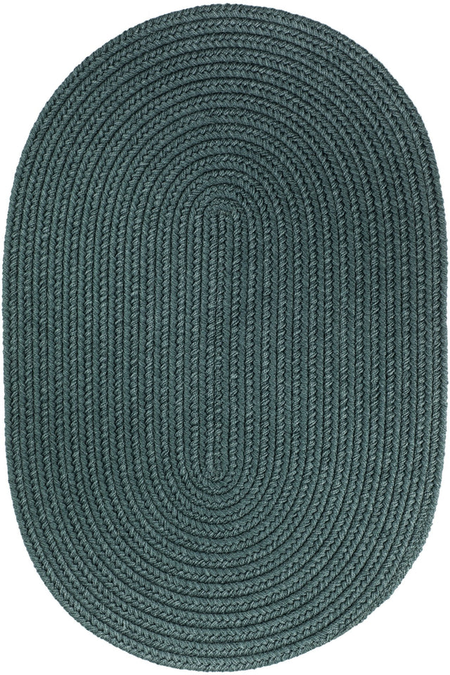 Rhody Rug Solid Poly S034 Teal Braided Rug - Oval