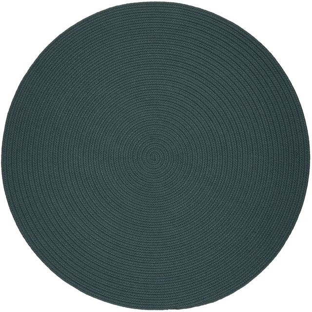 Rhody Rug Solid Poly S034 Teal Braided Rug - Round