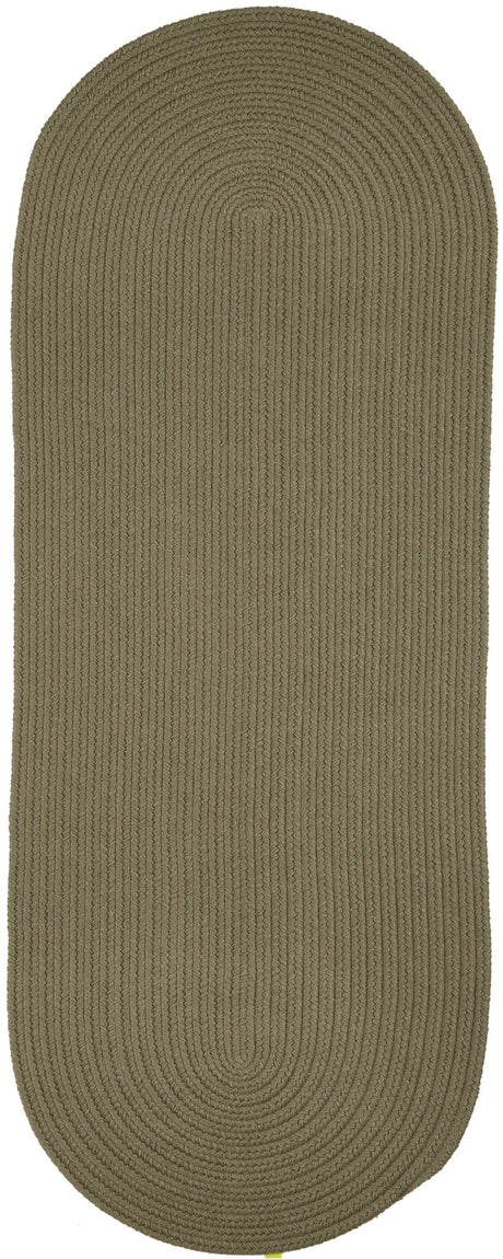 Rhody Rug Solid Poly S035 Moss Green Braided Rug - Runner