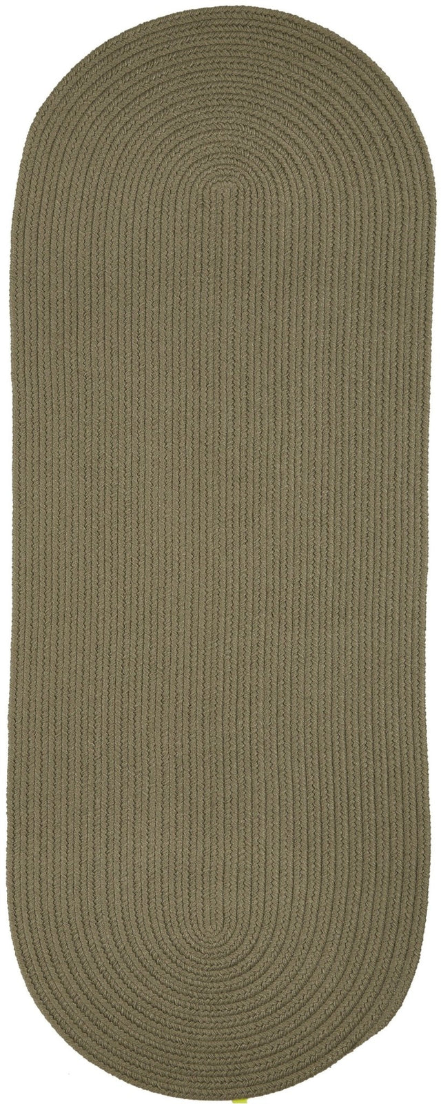 Rhody Rug Solid Poly S035 Moss Green Braided Rug - Runner
