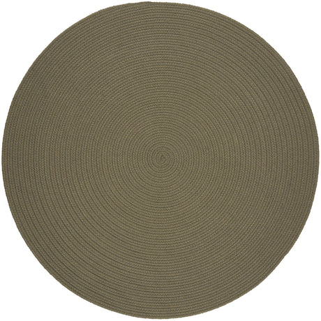 Rhody Rug Solid Poly S035 Moss Green Braided Rug - Round
