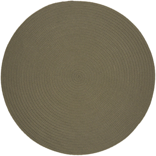 Rhody Rug Solid Poly S035 Moss Green Braided Rug - Round