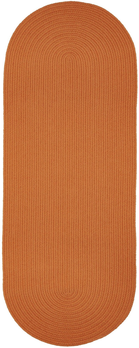 Rhody Rug Solid Poly S042 Mango Braided Rug - Runner