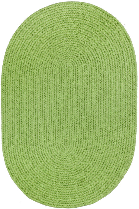 Rhody Rug Solid Poly S044 Key Lime Braided Rug - Oval