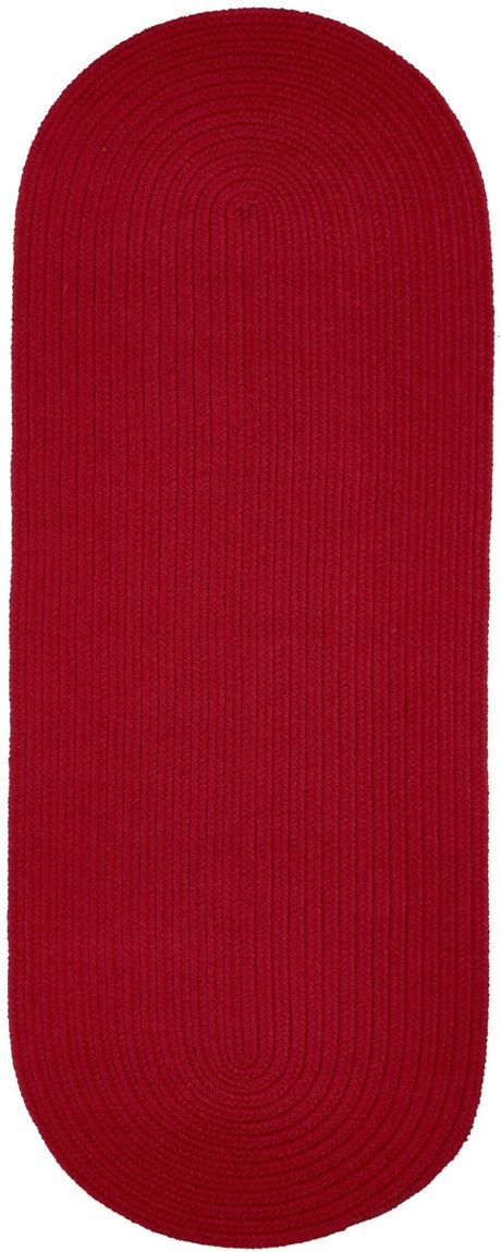 Rhody Rug Solid Poly S045 Brilliant Red Braided Rug - Runner