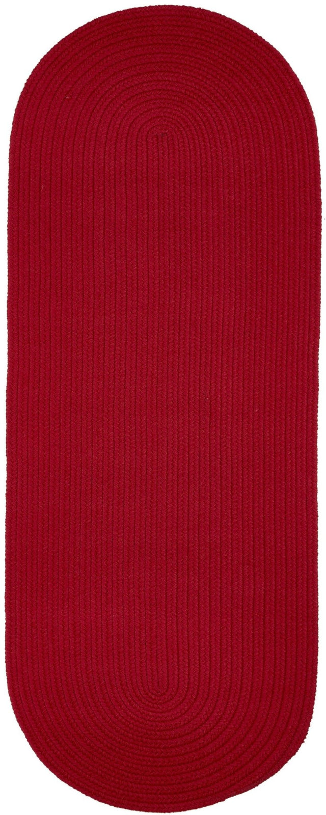 Rhody Rug Solid Poly S045 Brilliant Red Braided Rug - Runner