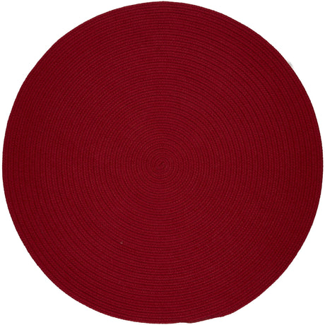Rhody Rug Solid Poly S045 Brilliant Red Braided Rug - Round