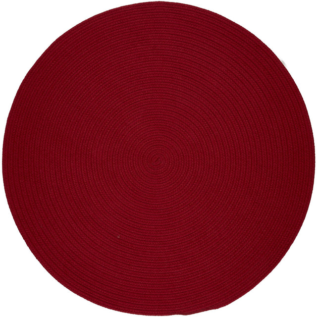 Rhody Rug Solid Poly S045 Brilliant Red Braided Rug - Round