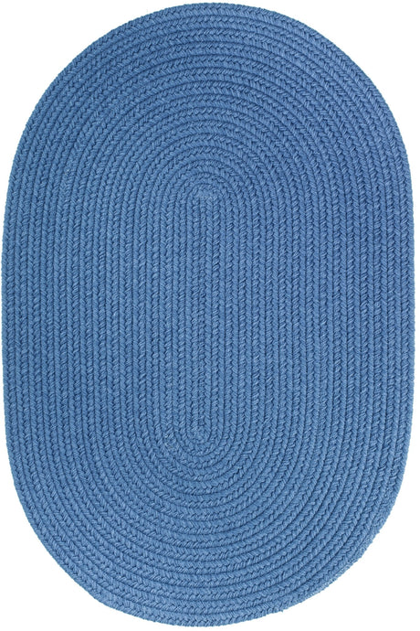 Rhody Rug Solid Poly S052 French Blue Braided Rug - Oval