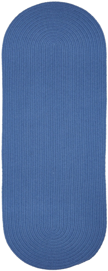 Rhody Rug Solid Poly S052 French Blue Braided Rug - Runner