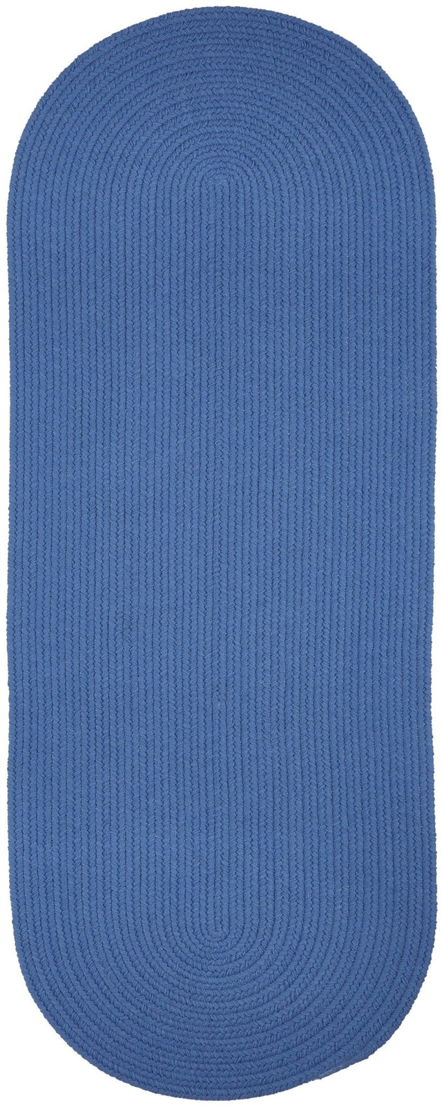 Rhody Rug Solid Poly S052 French Blue Braided Rug - Runner