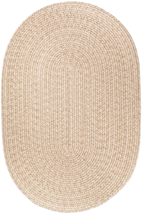Rhody Rug Solid Wool S100 Sand Braided Rug - Oval