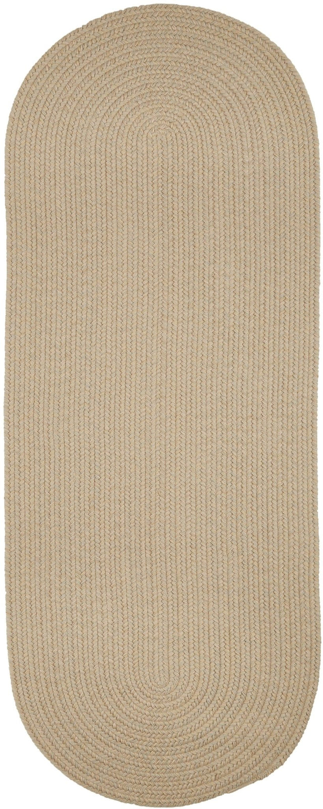 Rhody Rug Solid Wool S100 Sand Braided Rug - Runner