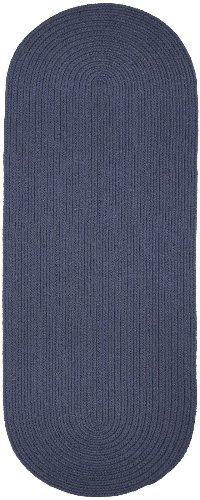 Rhody Rug Solid Wool S102 Sailor Blue Braided Rug - Runner