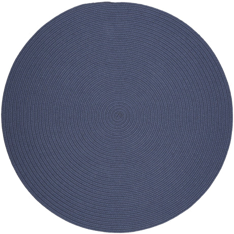 Rhody Rug Solid Wool S102 Sailor Blue Braided Rug - Round