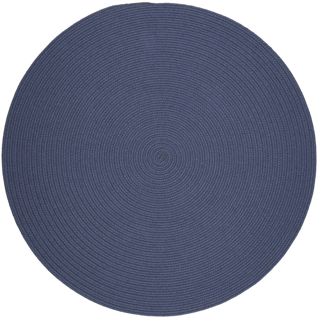 Rhody Rug Solid Wool S102 Sailor Blue Braided Rug - Round