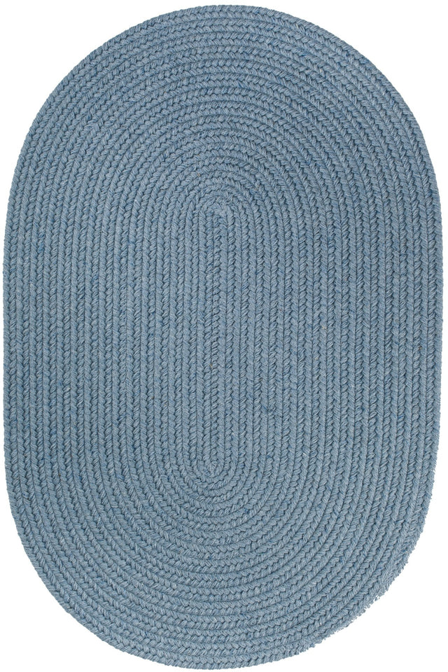 Rhody Rug Solid Wool S103 Blue Bonnet Braided Rug - Oval