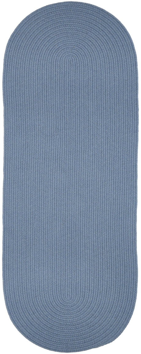Rhody Rug Solid Wool S103 Blue Bonnet Braided Rug - Runner