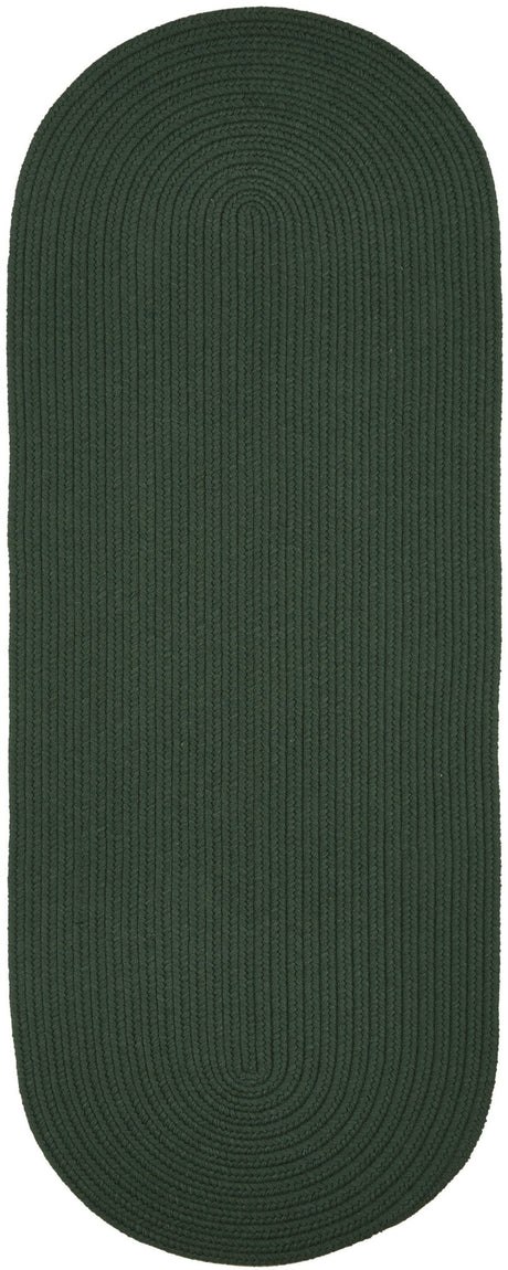 Rhody Rug Solid Wool S105 Hunter Green Braided Rug - Runner